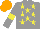 Silk - Gray, yellow stars, gray sleeves, yellow armbands, orange cap