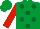 Silk - Emerald green, dark green spots, red sleeves, emerald green cap