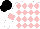 Silk - White, pink diamonds, white sleeves, pink armbands, black cap