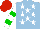 Silk - Light blue, white stars, green hoops on white sleeves, red cap