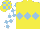 Silk - Yellow, light blue triple diamond, white and light blue check sleeves, yellow and light blue check cap