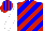 Silk - blue, red diagonal stripes, white sleeves, red and blue striped cap