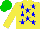 Silk - Yellow, blue stars, green cap