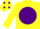 Silk - YELLOW, purple disc, yellow cap, purple spots
