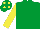 Silk - emerald green, yellow sleeves, emerald green cap, yellow spots