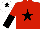 Silk - Red, black star, halved sleeves, white cap, black star