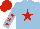 Silk - Light blue,red star,light blue sleeves with red stars and cap