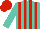 Silk - Turquoise and red stripes, red cap