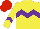 Silk - Yellow, purple chevron hoop on body and sleeves, red cap