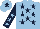 Silk - Light blue, dark blue stars, dark blue sleeves, light blue stars, light blue cap, dark blue star