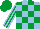 Silk - Light blue and emerald green check, emerald green and light blue striped sleeves, emerald green cap