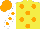 Silk - Yellow, orange spots, white sleeves, orange spots and cap