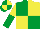 Silk - Emerald green & yellow quartered, yellow & emerald green halved sleeves, emerald green & yellow quartered cap