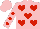 Silk - Pink, red hearts, red spots on sleeves, pink cap