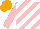 Silk - Pink and white diagonal stripes, orange cap