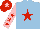 Silk - Light blue, red star, pink sleeves, red stars, red cap, pink star