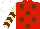 Silk - Red, brown spots, beige sleeves, brown chevrons, white cap