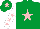 Silk - Emerald green, pink star, white sleeves, pink stars, emerald green cap, pink star