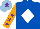 Silk - Royal blue, white diamond, orange sleeves, purple stars, light blue cap, purple star