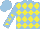Silk - Light blue and yellow diamonds, light blue sleeves, yellow stars, light blue cap
