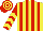 Silk - Yellow and red stripes, red and yellow chevrons on sleeves, hooped cap