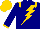 Silk - Navy, gold epaulettes, lightning bolt and cuffs, gold cap, navy lightning bolt
