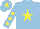 Silk - Light blue, yellow star, light blue sleeves, yellow spots, light blue cap, yellow star