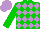 Silk - Green body, mauve three diamonds, green arms, mauve cap