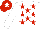 Silk - White body, red stars, white arms, red cap, white star