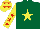 Silk - Dark green, yellow star, yellow sleeves, red stars, yellow cap, red stars