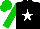 Silk - Black, white star, green sleeves, green cap