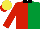 Silk - Red and emerald halved vertically, black collar, yellow cap, red peak