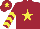 Silk - Maroon, yellow star, yellow chevrons on sleeves, yellow star on cap