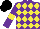 Silk - Purple, yellow diamonds, purple sleeves, yellow armbands, black cap