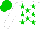 Silk - White body, big-green stars, white arms, big-green cap