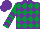 Silk - PURPLE and EMERALD GREEN diamonds, EMERALD GREEN and PURPLE chevrons on sleeves, PURPLE cap
