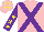 Silk - Pink, purple cross sashes, purple sleeves, yellow stars, pink cap, yellow stars