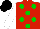 Silk - red, green spots, white sleeves, black cap