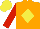 Silk - Orange, yellow diamond, red sleeves, yellow cap