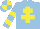 Silk - light blue, yellow cross of lorraine, light blue sleeves, yellow hoops, quartered cap