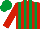 Silk - red, emerald green stripes, emerald green cap