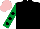 Silk - Black, emerald green sleeves, black spots, pink cap