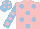 Silk - pink, light blue spots, light blue sleeves, pink spots, light blue cap, pink spots