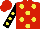 Silk - red, yellow spots, yellow spots on black sleeves, red cap