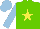 Silk - Light Green, yellow star, light blue sleeves and cap
