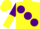 Silk - Yellow, large Purple spots, Purple and Yellow halved sleeves