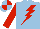 Silk - light blue, red lightning bolt and sleeves, light blue and red quartered cap