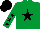 Silk - Emerald green, black star, black stars on sleeves, black cap