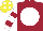 Silk - Maroon, white disc, white & maroon hooped sleeves, yellow cap, white spots