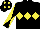Silk - Black, yellow triple diamond, diabolo on sleeves, black cap, yellow diamonds